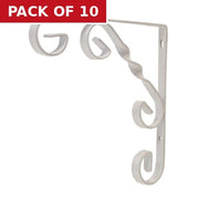Wrought Iron Scroll Brackets, White Finish, 150mm - Pack of 10