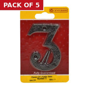 No.3 Door Numerals, Black, 75mm - Pack of 5