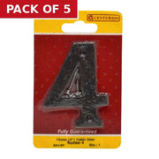 No.4 Door Numerals, Black, 75mm - Pack of 5
