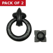 Fleur De Lys Ring Door Knocker, Black, 125mm - Pack of 2