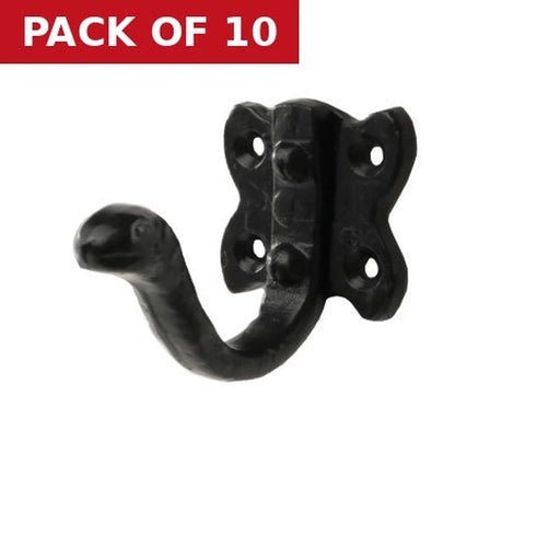 Coat Hook, Black, 50mm - Pack of 10