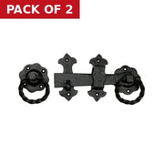Fleur De Lys Twist Handle Gate Latch, Black, 125mm - Pack of 2