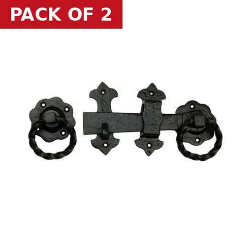 Fleur De Lys Twist Handle Gate Latch, Black, 125mm - Pack of 2