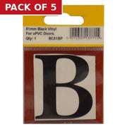 51mm Black Traditional Oldstyle Font Vinyl Letter B - Pack of 5