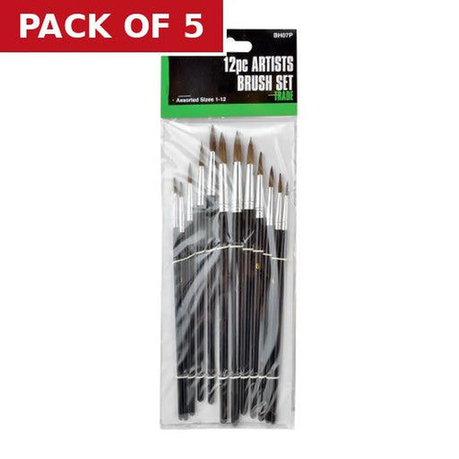 Trade Artist's Brush Set, Pack of 12 - Pack of 5