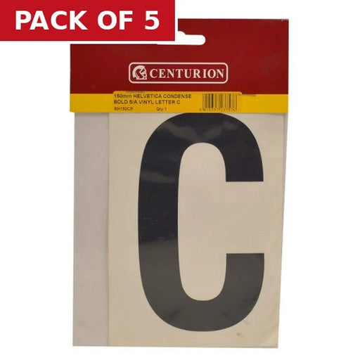 150mm Black Self Adhesive Vinyl Letter C - Pack of 5