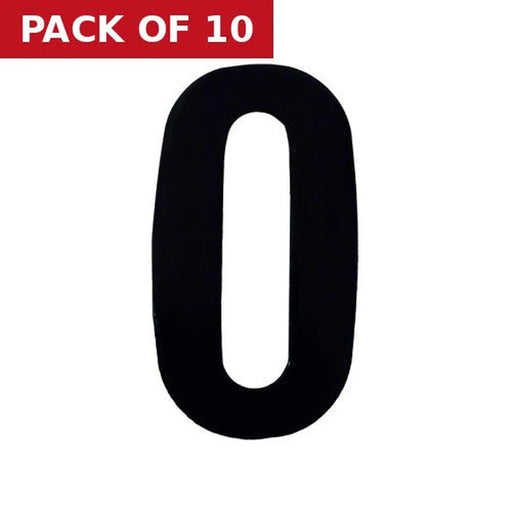 75mm Black Helvetica Bold Condensed Style Vinyl Number 0 - Pack of 10