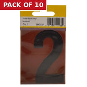 75mm Black Helvetica Bold Condensed Style Vinyl Number 2 - Pack of 10
