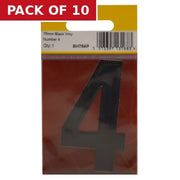 75mm Black Helvetica Bold Condensed Style Vinyl Number 4 - Pack of 10