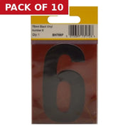 75mm Black Helvetica Bold Condensed Style Vinyl Number 6 - Pack of 10
