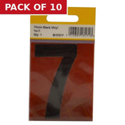 75mm Black Helvetica Bold Condensed Style Vinyl Number 7 - Pack of 10