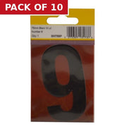 75mm Black Helvetica Bold Condensed Style Vinyl Number 9 - Pack of 10