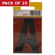 75mm Black Helvetica Bold Condensed Style Vinyl Letter A - Pack of 10