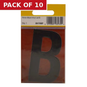 75mm Black Helvetica Bold Condensed Style Vinyl Letter B - Pack of 10