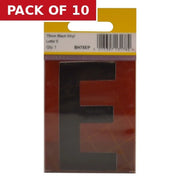 75mm Black Helvetica Bold Condensed Style Vinyl Letter E - Pack of 10