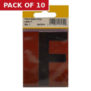 75mm Black Helvetica Bold Condensed Style Vinyl Letter F - Pack of 10