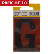 75mm Black Helvetica Bold Condensed Style Vinyl Letter G - Pack of 10