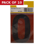 75mm Black Helvetica Bold Condensed Style Vinyl Letter O - Pack of 10