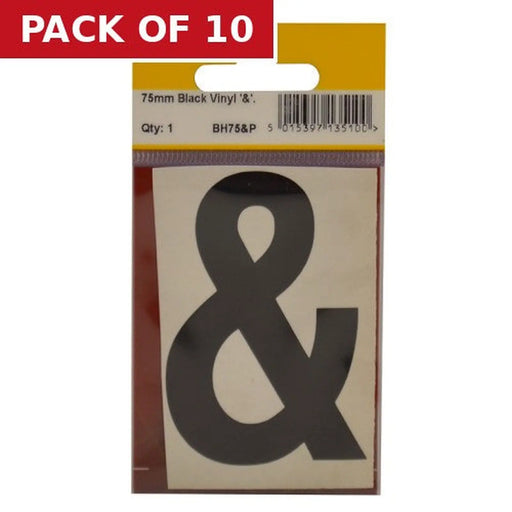 75mm Black Helvetica Bold Condensed Style Vinyl Letter & - Pack of 10
