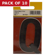 75mm Black Helvetica Bold Condensed Style Vinyl Letter Q - Pack of 10