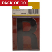 75mm Black Helvetica Bold Condensed Style Vinyl Letter R - Pack of 10