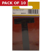 75mm Black Helvetica Bold Condensed Style Vinyl Letter T - Pack of 10