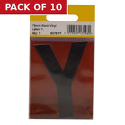 75mm Black Helvetica Bold Condensed Style Vinyl Letter Y - Pack of 10
