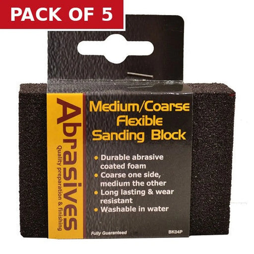 Abrasives Angled Sanding Block, Medium/Coarse 97 x 67 x 27mm - Pack of 5