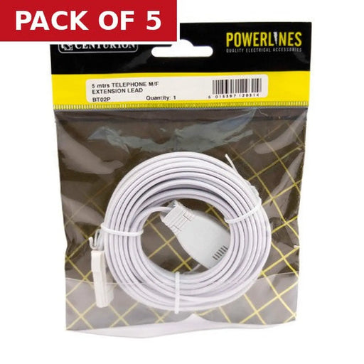 Telephone Extension Lead, 5m - Pack of 5