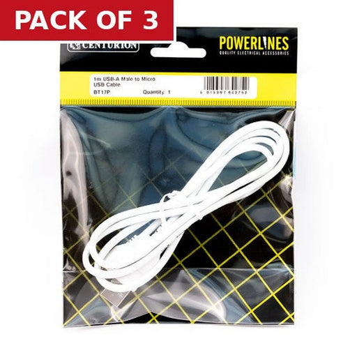 1M USB-A Male to Micro USB Cable - Pack of 3