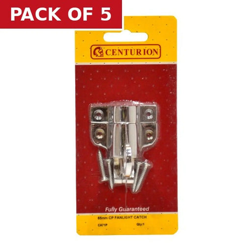 Solid Brass Fanlight Catch, Chrome Plated, 65mm - Pack of 5
