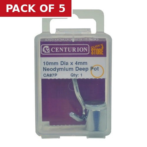 10mm Diameter x 4mm Neodymium Deep Pot Magnets - Pack of 5