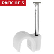 3.5mm White Cable Clips (Pack of 18)-CC01P - Pack of 5