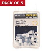 White Cable Clips 6mm - Pack of 5