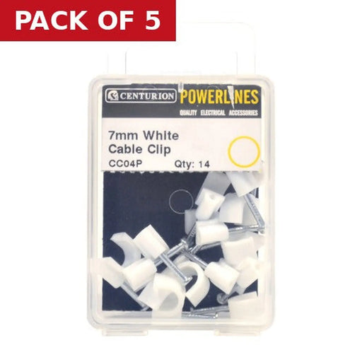 7mm White Cable Clips (Pack of 14)-CC04P - Pack of 5
