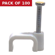 White T+E Cable Clips 1.00/1.5mm - Pack of 100