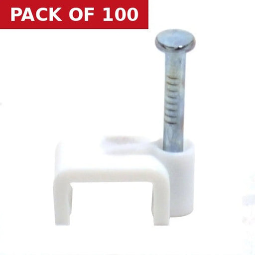 White T+E Cable Clips 2.5mm - Pack of 100