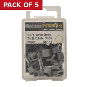 Grey Cable Clips 1.00/1.5mm - Pack of 5