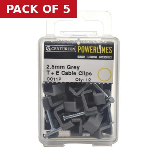 2.5mm T+E Grey Cable Clips (Pack of 12)-CC11P - Pack of 5