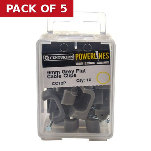 6mm Flat T+E Grey Cable Clip  (Pack of 10)-CC12P - Pack of 5