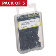 7mm Black Round Cable Clips (Pack of 12)-CC14P - Pack of 5