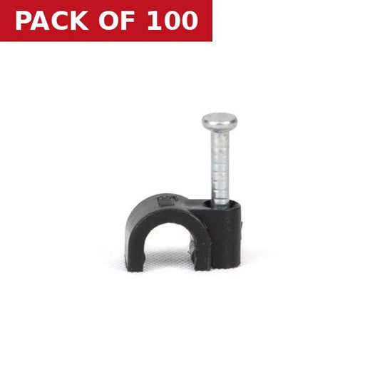 Black Round Cable Clips 5mm - Pack of 100