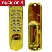 Easy Change Push Button Digital Lock, Brassed, 172mm x 41mm - Pack of 5