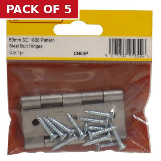 63mm SC Steel Butt Hinge (1 pair) - Pack of 5