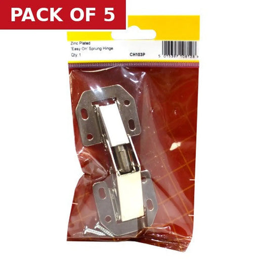 Sprung Easy On Hinge, Zinc Plated, 97mm - Pack of 5