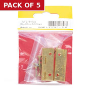 Solid Drawn Brass Butt Hinges, Self Colour, 38mm x 22mm - Pack of 5
