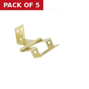 Double Cranked Steel Flush Hinges, Electro Brassed, 60mm x 16mm - Pack of 5