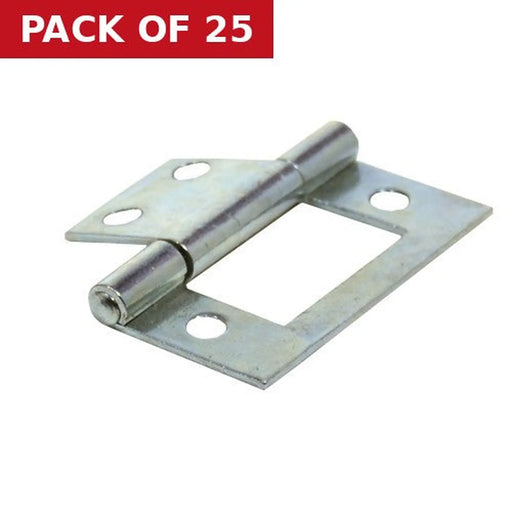 Steel Flush Hinges, Zinc Plated, 40mm - Pack of 25