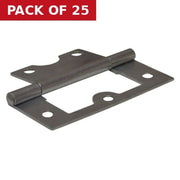Steel Flush Hinges, Zinc Plated, 60mm - Pack of 25