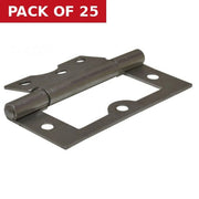 Steel Flush Hinges, Zinc Plated, 76mm - Pack of 25